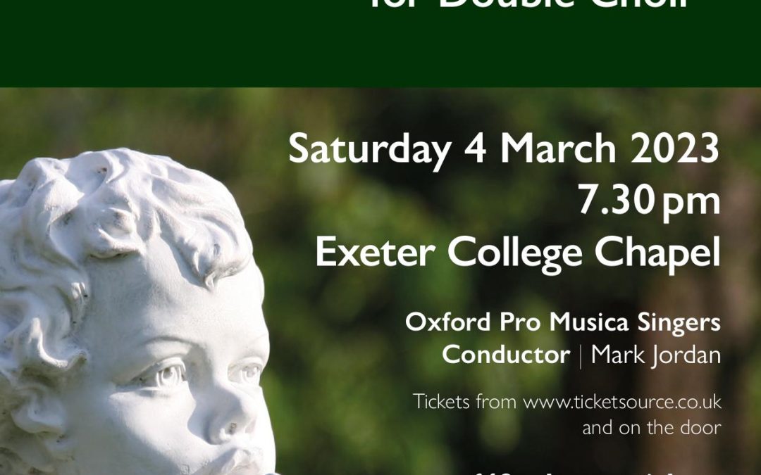 poster : Choral music by JS Bach, Felix Mendelssohn and Josef Rheinberger 4 March 2023
